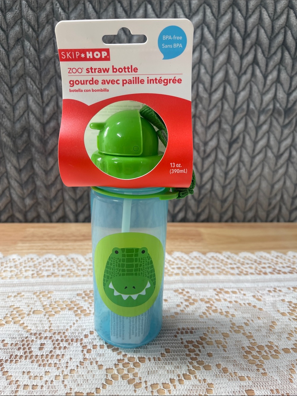 Skip Hop Blue & Green Alligator Straw Bottle - Zoo Collection